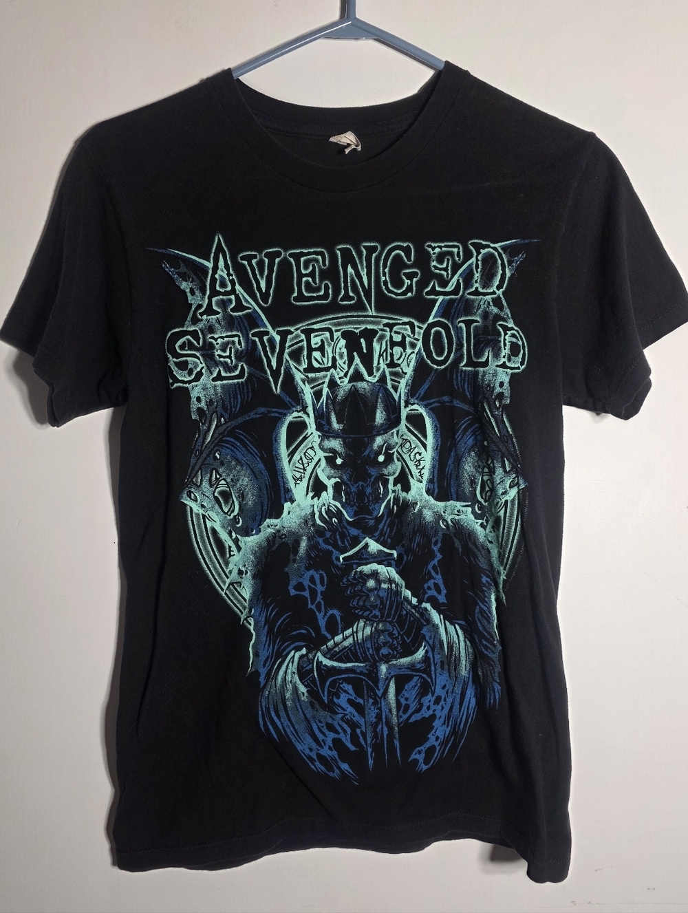 Avenged Sevenfold Band Official Merch - Black T-Shirt w/ Blue Graphic Tee - A7X